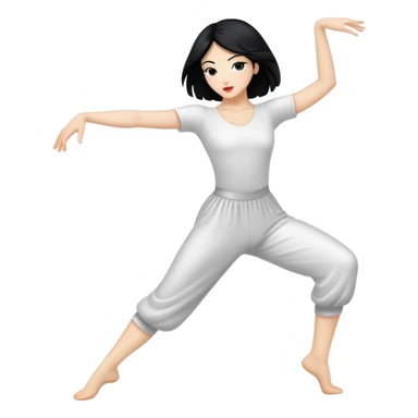 A white black haired woman doing contemporary dance  sticker