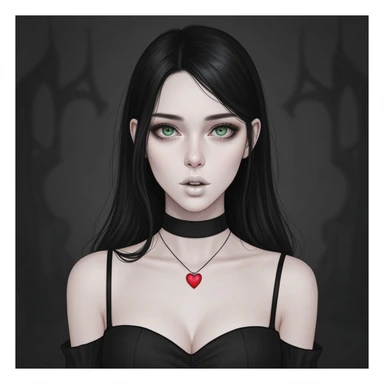 goth profile picture with a heart accent, cute, expressive, minimal, variation 2 sticker