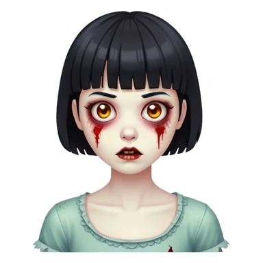 zombia girl with short black hair and bangs sticker