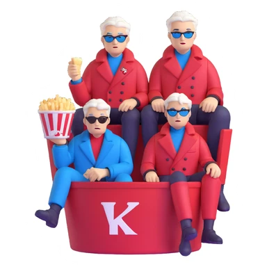 Dante and Vergil from Devil May Cry sitting together in a KFC family bucket, Dante in red coat, Vergil in blue coat, both with white hair sticker