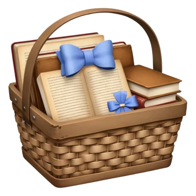Basket with a Periwinkle bow and books sticker