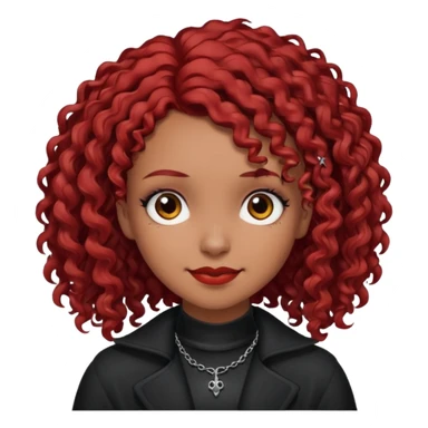 goth girl red hair cacheado médio pele parda, várias expressões  sticker