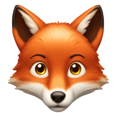 deep lush red fox face with tiny red heart instead of eyes sticker