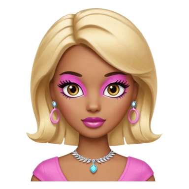 brown skin blonde barbie with cat eye lashes sticker
