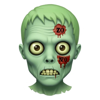 Un zombie avec écrit nzo en petit a côté de son visage sticker
