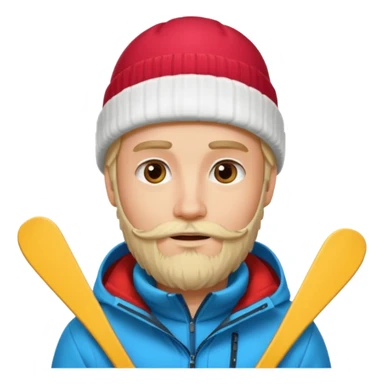 blonde guy with beard, ski hat sticker