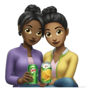 black girl and black hair in a bun drinking Canada Dry sticker