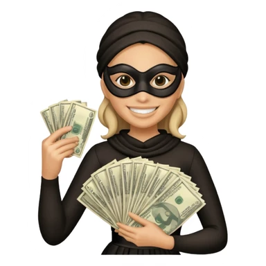 Robber emoji holding a 💰 wearing a mask that is made of robber dress sticker