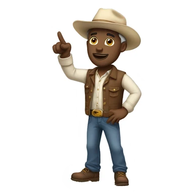 Western White Man in a casual clothes with cap dancing pointing up sticker
