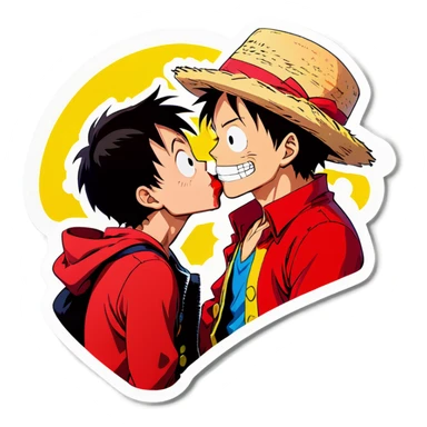 Luffy Kissing face sticker