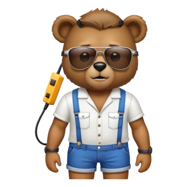 An electrician bear with sunglasses and shorts sticker