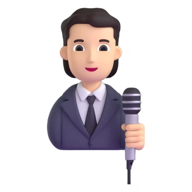 news reporter with microphone sticker