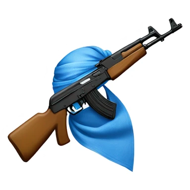 ak47 with blue bandana tied onto it sticker