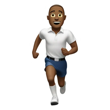 white Forrest Gump running, with a large stride and arms outstretched sticker