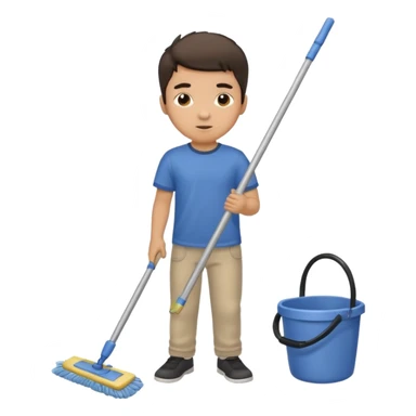 niño trapeando sticker