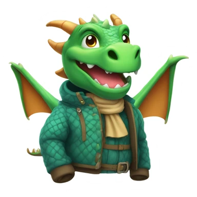 Happy dragon. Wearing winter clothes.  sticker
