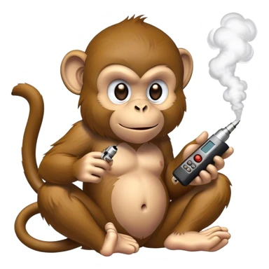monkey playing pc games with vape sticker