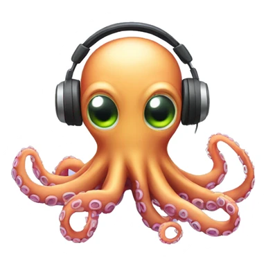 cute alien octopus wearing headphones sticker