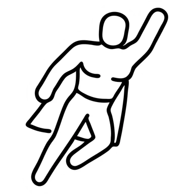 Superhuman hero figure with muscular build in flight pose sticker