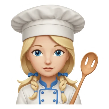 Long Blonde hair blue eyed female chef sticker