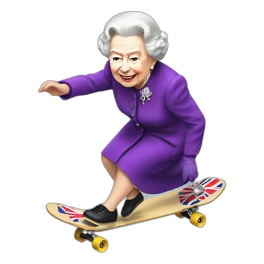 queen elizabeth ii skateboarding sticker