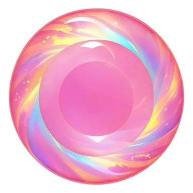 round cut pink fire opal with intense holographic flashes and swirling color play sticker