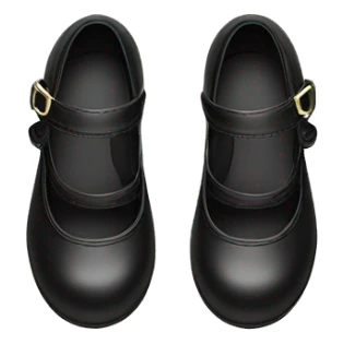 Pair of Black Mary Jane’s flat schoolgirl shoes black insides sticker