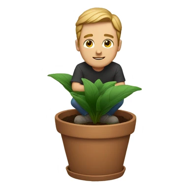 A white guy is sitting in a flower pot
 sticker