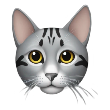 Grey cat with black stripes and white triangle on nose sticker