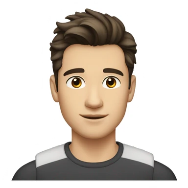 a handsome young man with brown eyes, dark hair, pompadour cut, small nose, small chin, small mouth, light white skin sticker