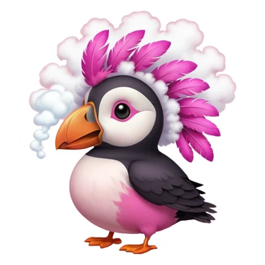 pink puffin steam blowing sticker