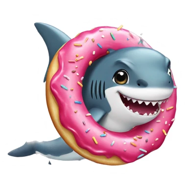 Cute shark puts on a donut for swimming sticker
