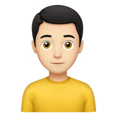 Greg Wiggle of The Wiggles with light skin, black hair, hazel eyes, yellow skivvy shirt sticker