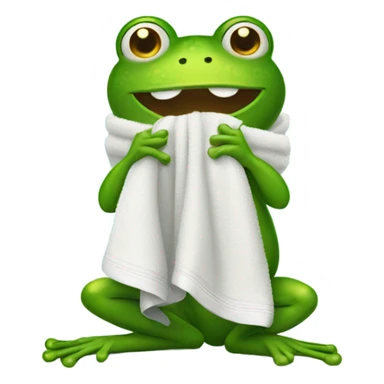 Frog picking up towel sticker