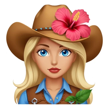 Cowgirl blue eyes with hibiscus  sticker