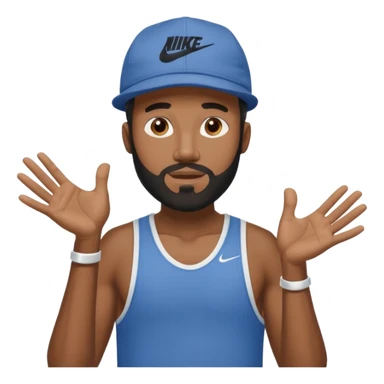BLACK MAN WITH LOW CUT BEARD AND A NIKE HAT SAYING WHO CARES?! MOTIONING HANDS  sticker