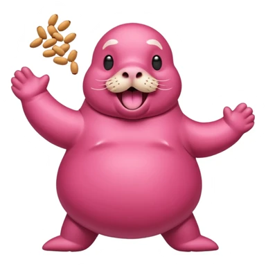 Pink Walrus dancing with peanuts sticker