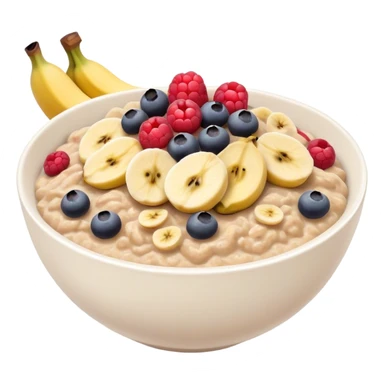 Oatmeal with banana and berries in a white bowl  sticker