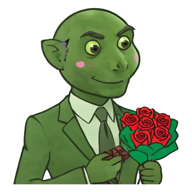 White man with roses and chocolates sticker