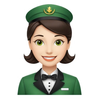 Lady hotel butler with green uniform  sticker