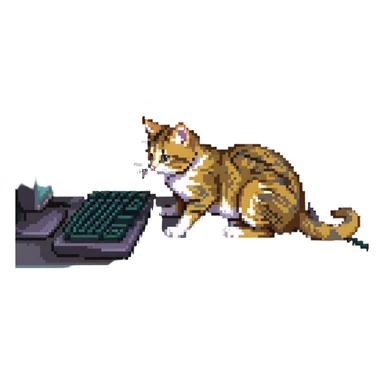 tabby cat playing computer game sticker