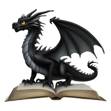 Black dragon reading a book sticker