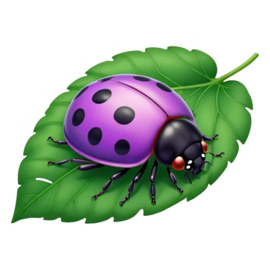  cute purple lady bug on leaf sticker