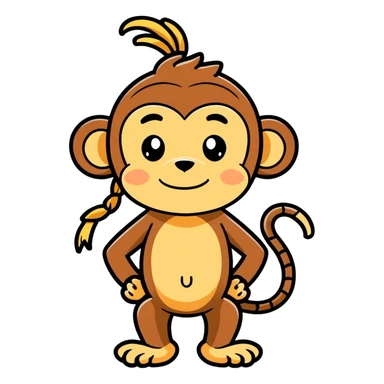 monkey with braids sticker