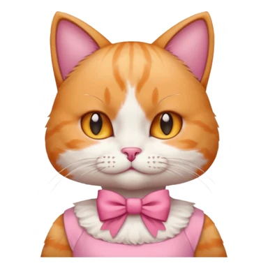 ی کاغذ دست گربه ای که پاپیون صورتی رو سرشه و لباس صورتی تنشه و گربه نارنجی سفید باشه sticker