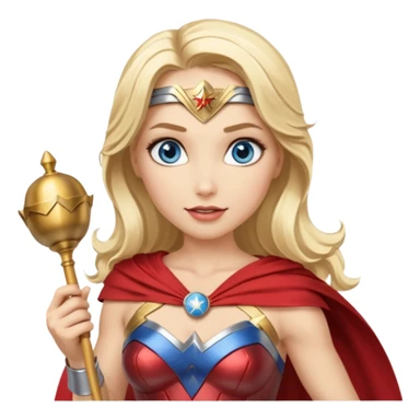Blonde blue eyes Wonder Woman holding bell and baton sticker
