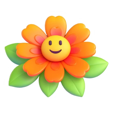 transparent flower, glossy and vibrant 3D emoji style sticker