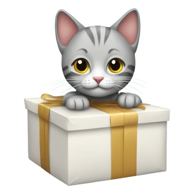 cat wrapping a gift sticker