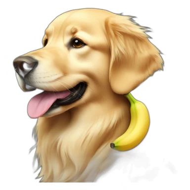 Golden retriever with banana sticker