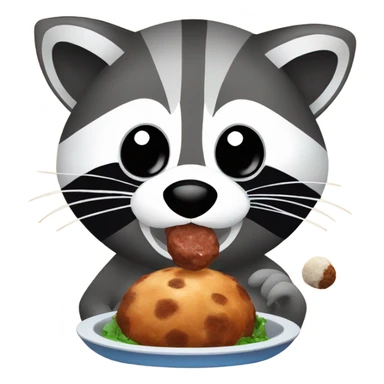 Raccoon eating meatball sticker